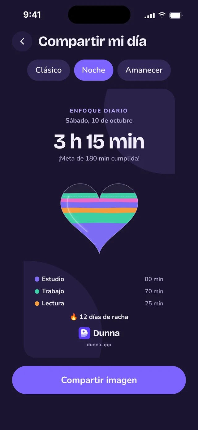 Imagen para compartir tu día en Dunna