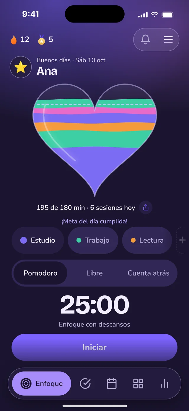 Pantalla de Enfoque de Dunna con el frasco en forma de corazón